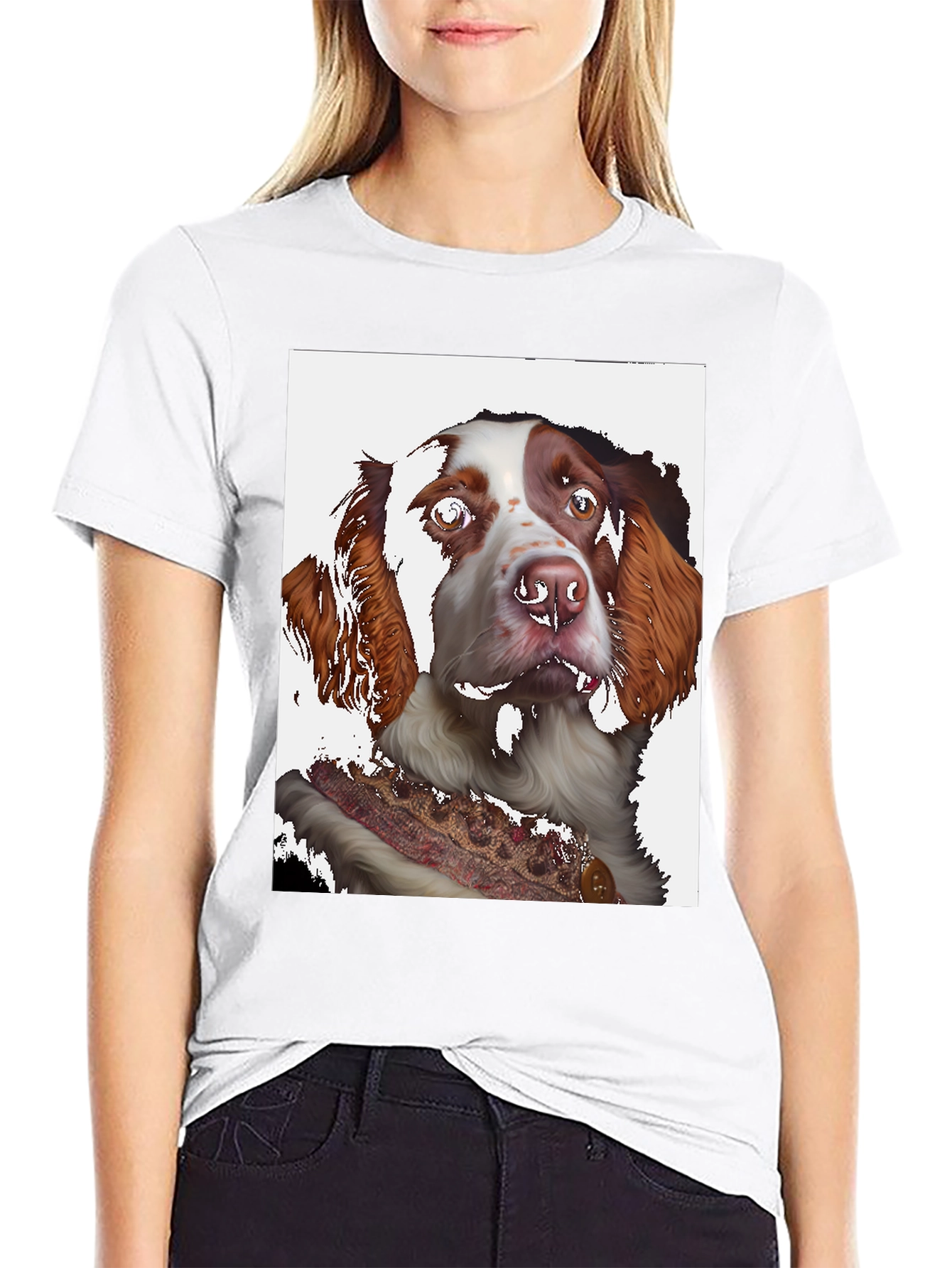 Dog Portrait Graphic Tee - Black Cotton Shirt