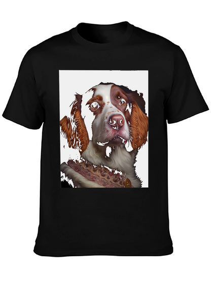 Dog Portrait Graphic Tee - Black Cotton Shirt