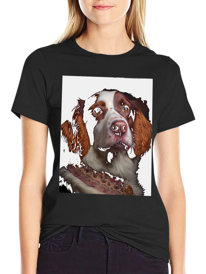 Dog Portrait Graphic Tee - Black Cotton Shirt
