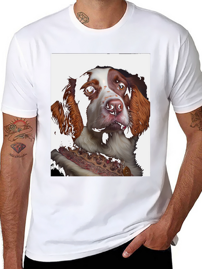 Dog Portrait Graphic Tee - Black Cotton Shirt