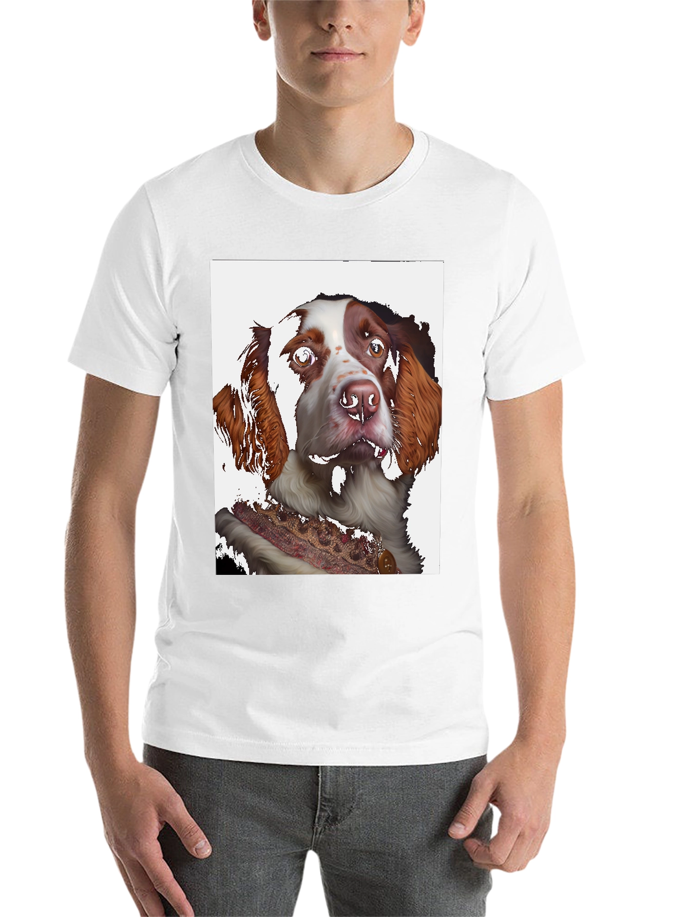 Dog Portrait Graphic Tee - Black Cotton Shirt