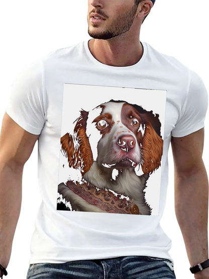 Dog Portrait Graphic Tee - Black Cotton Shirt