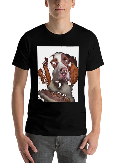 Dog Portrait Graphic Tee - Black Cotton Shirt