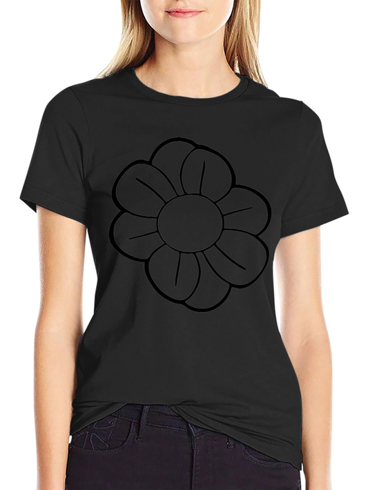 Black Flower Graphic Crew Neck T-Shirt