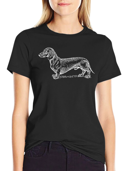 Dachshund Dog Graphic T-Shirt - Black Cotton Tee