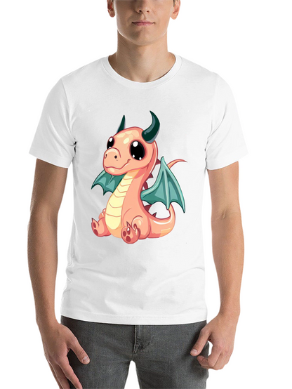 Cute Cartoon Dragon Graphic Tee - Black