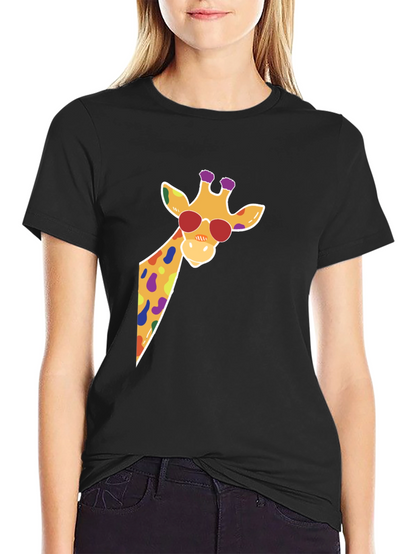 Cool Giraffe Graphic Tee - Black Cotton T-Shirt