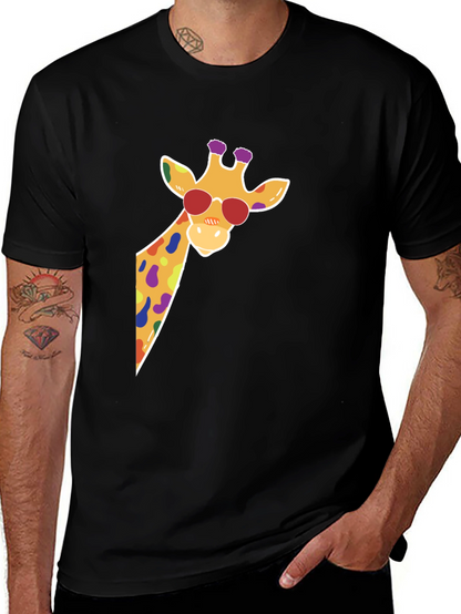 Cool Giraffe Graphic Tee - Black Cotton T-Shirt