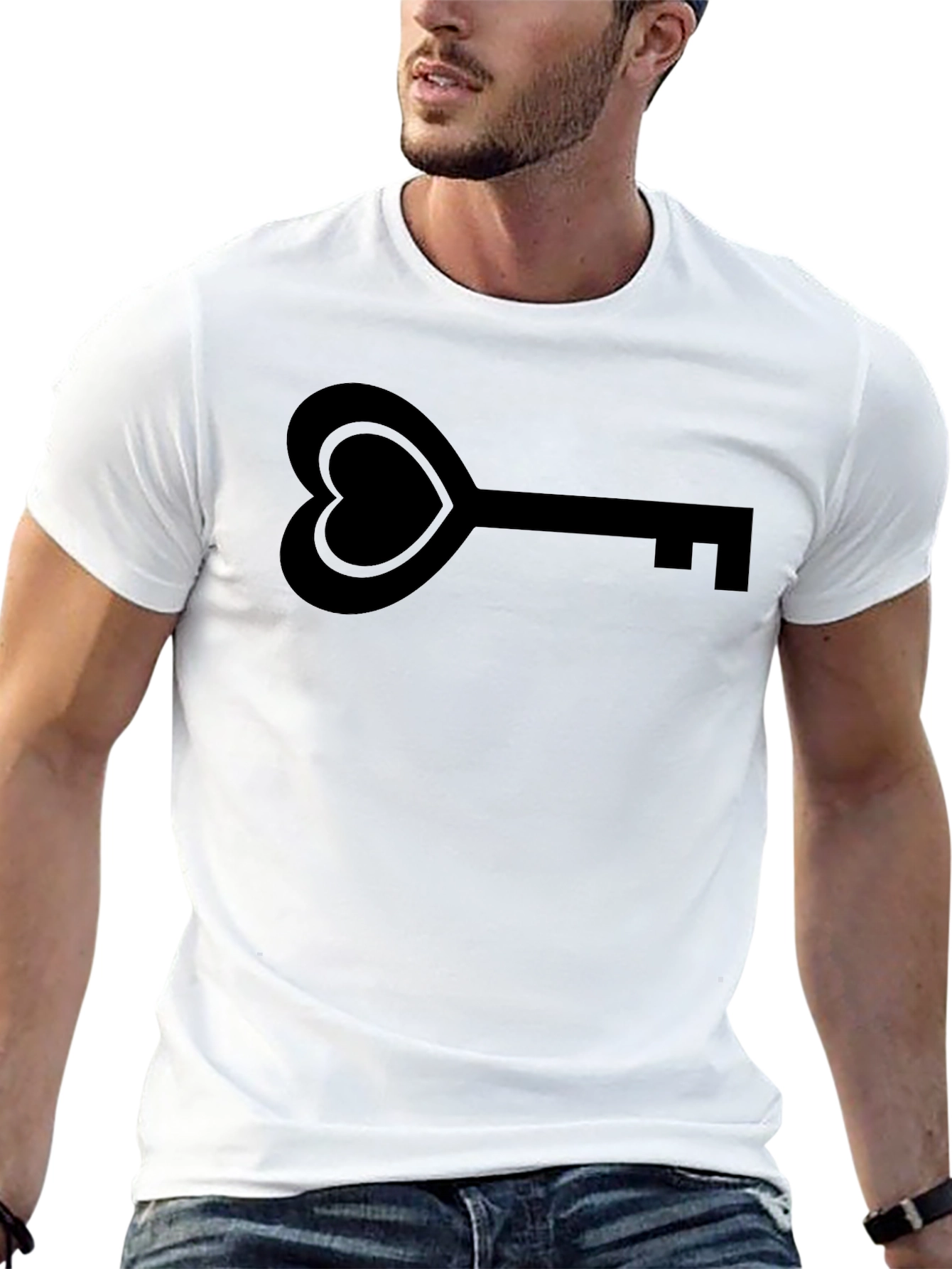 Heart Key Graphic Tee - Stylish Unisex T-Shirt