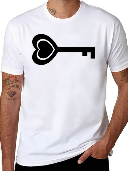 Heart Key Graphic Tee - Stylish Unisex T-Shirt