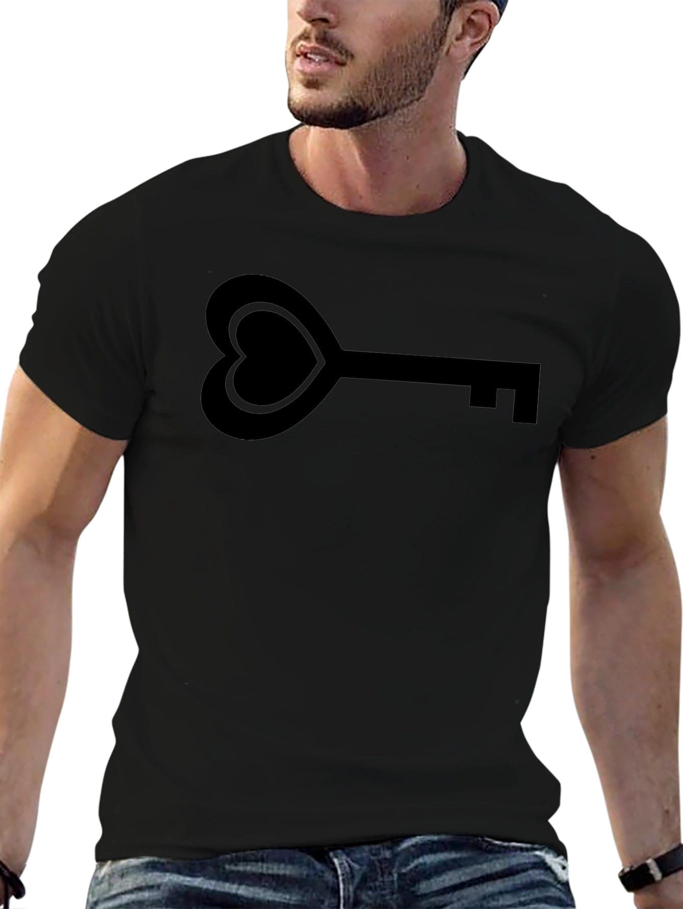 Heart Key Graphic Tee - Stylish Unisex T-Shirt