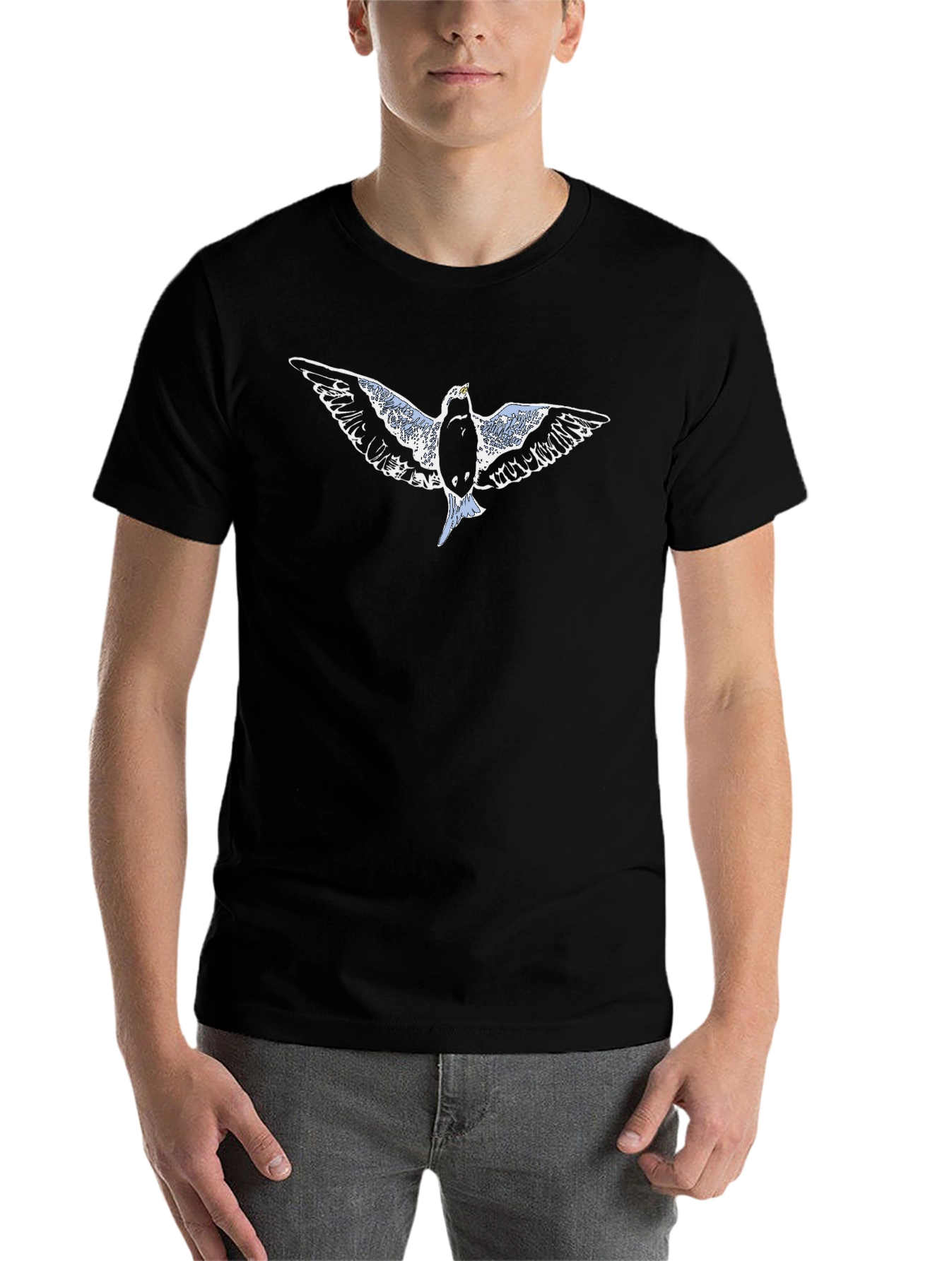Flying Bird Graphic Black T-Shirt