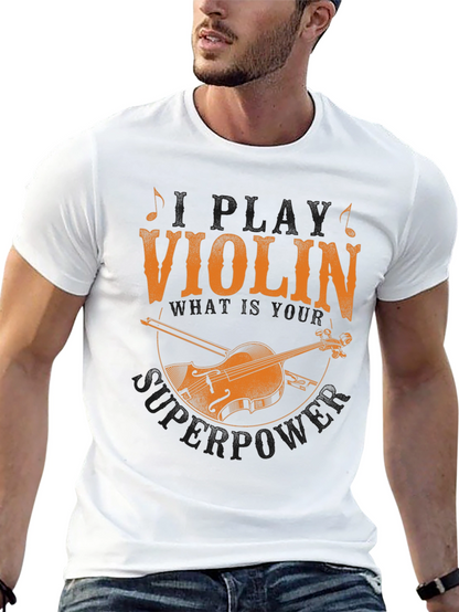 Violin Superpower Graphic Tee - Musicians Novelty T-Shirt