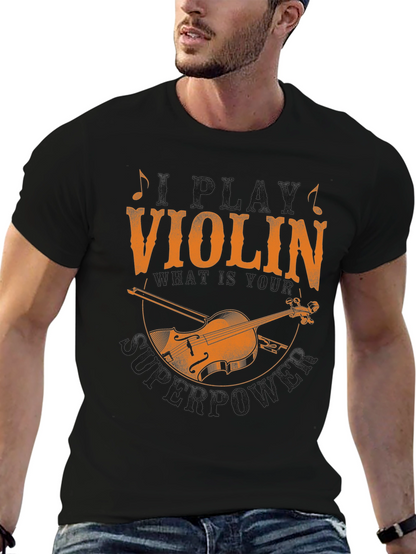 Violin Superpower Graphic Tee - Musicians Novelty T-Shirt