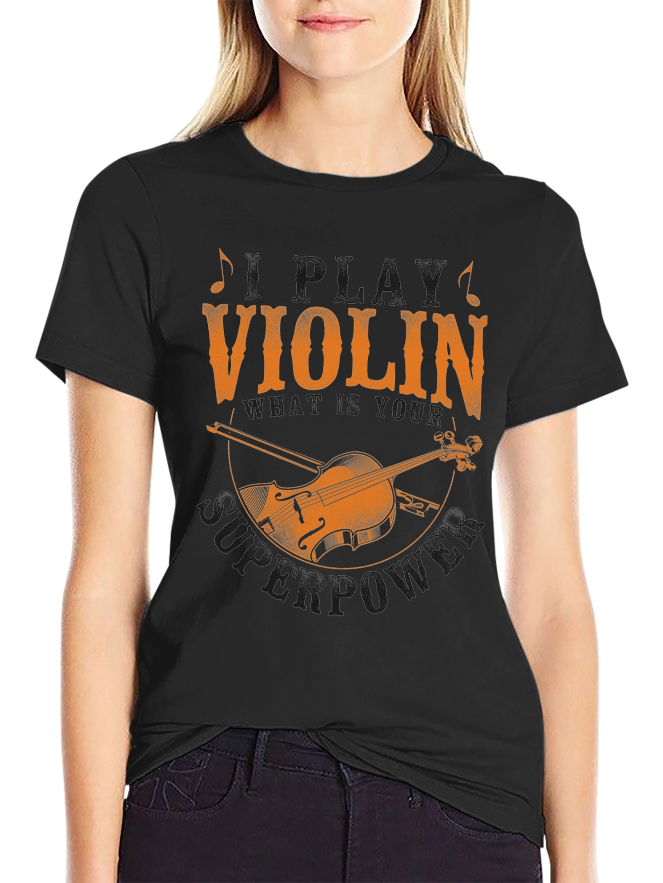 Violin Superpower Graphic Tee - Musicians Novelty T-Shirt