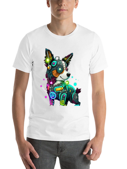 Cybernetic Dog T-Shirt - Neon Robot Pup Graphic Tee