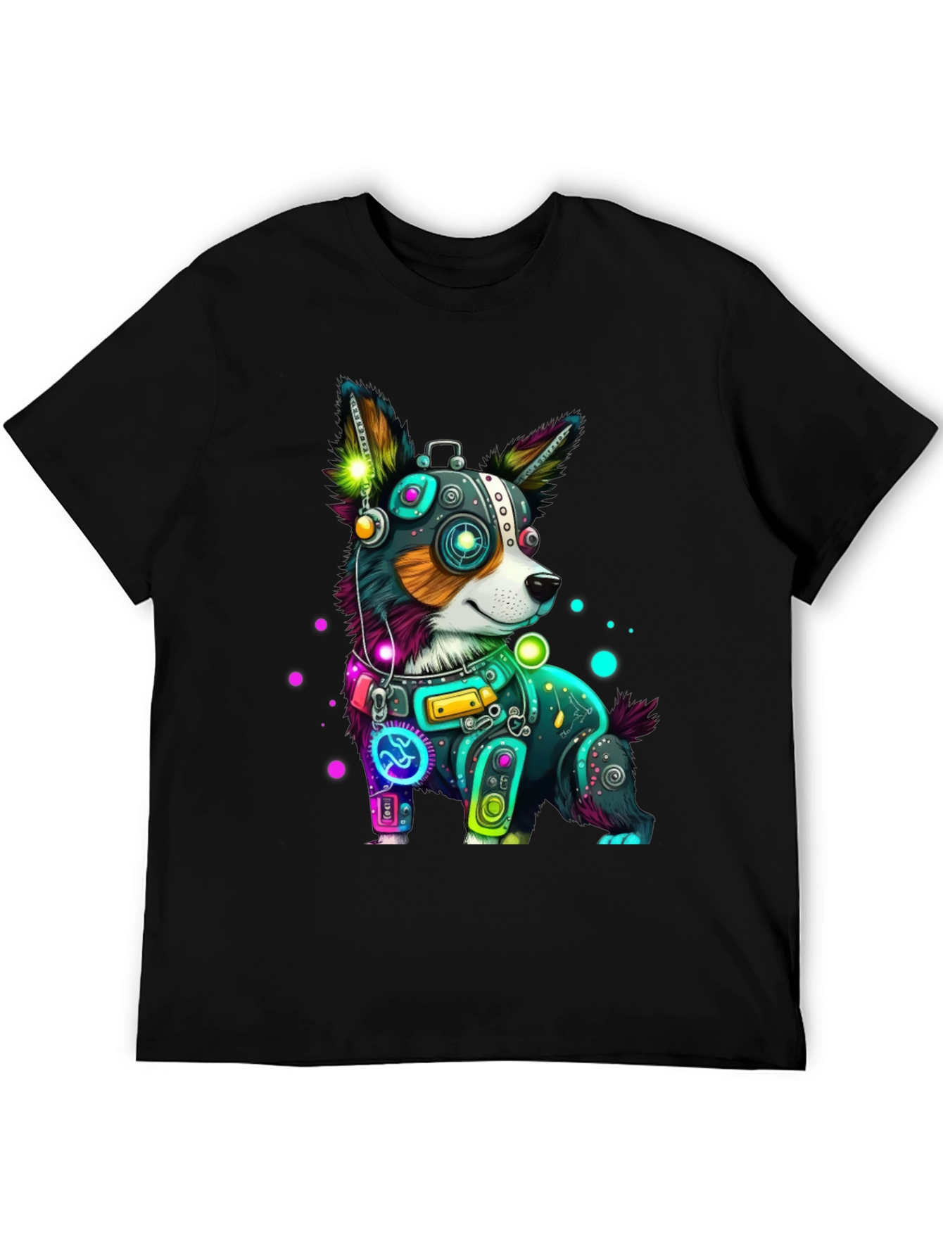 Cybernetic Dog T-Shirt - Neon Robot Pup Graphic Tee