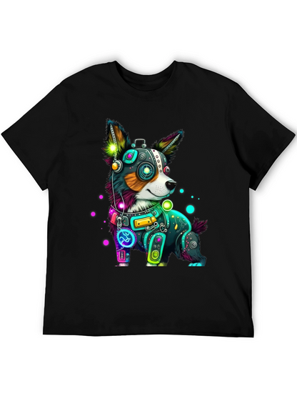 Cybernetic Dog T-Shirt - Neon Robot Pup Graphic Tee
