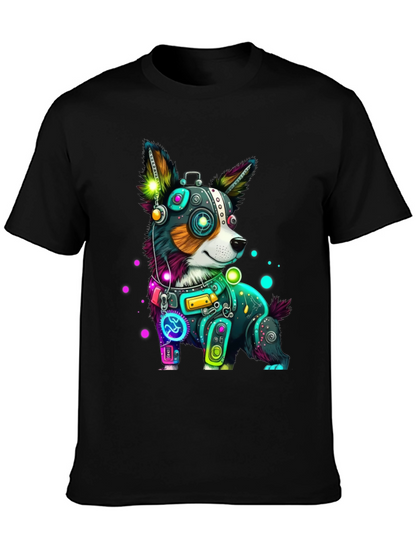 Cybernetic Dog T-Shirt - Neon Robot Pup Graphic Tee