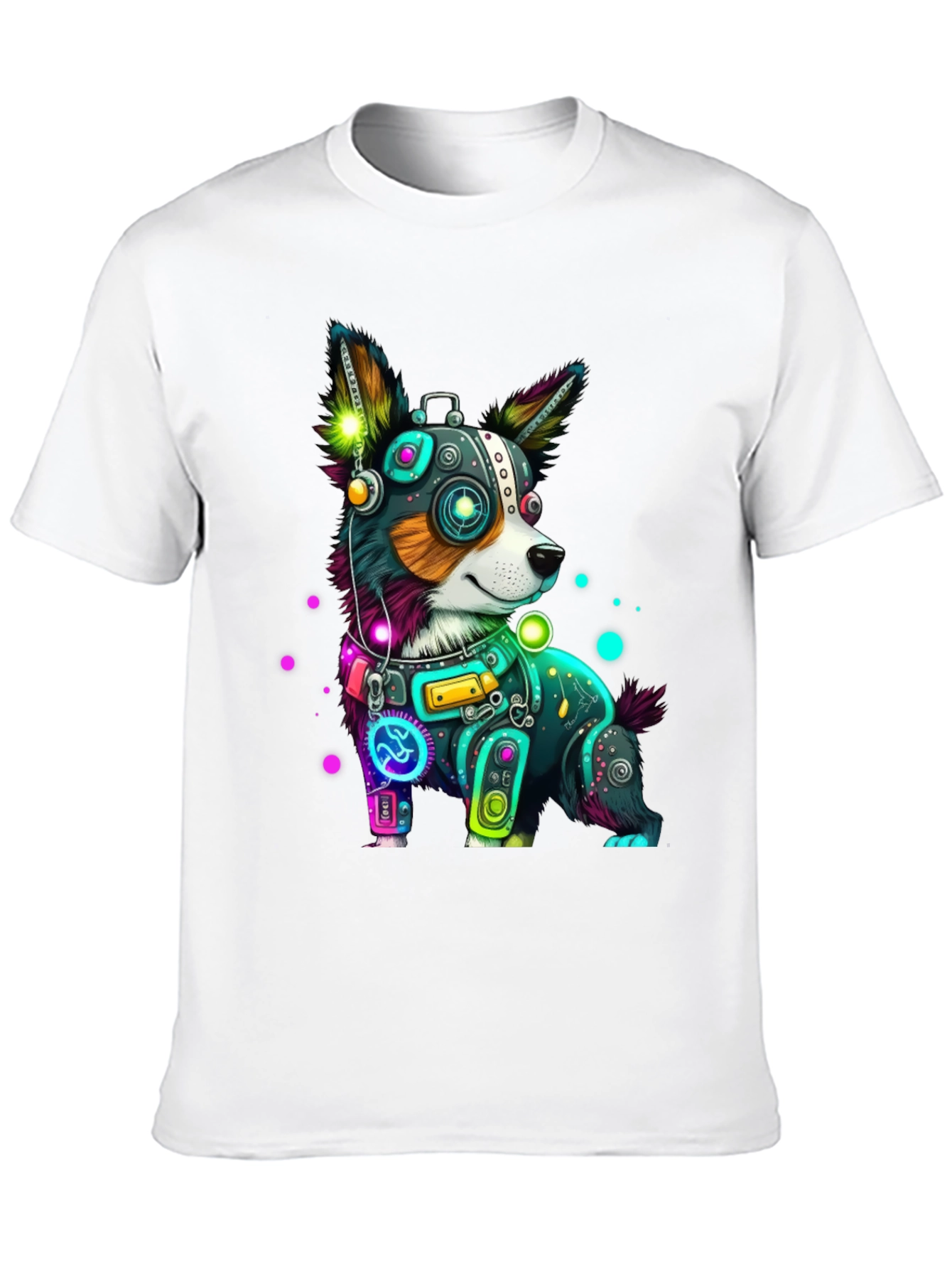 Cybernetic Dog T-Shirt - Neon Robot Pup Graphic Tee