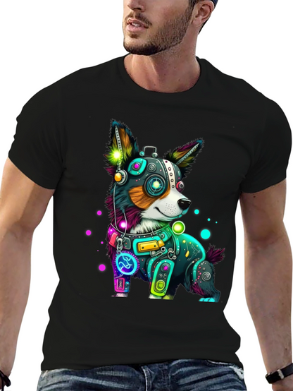 Cybernetic Dog T-Shirt - Neon Robot Pup Graphic Tee