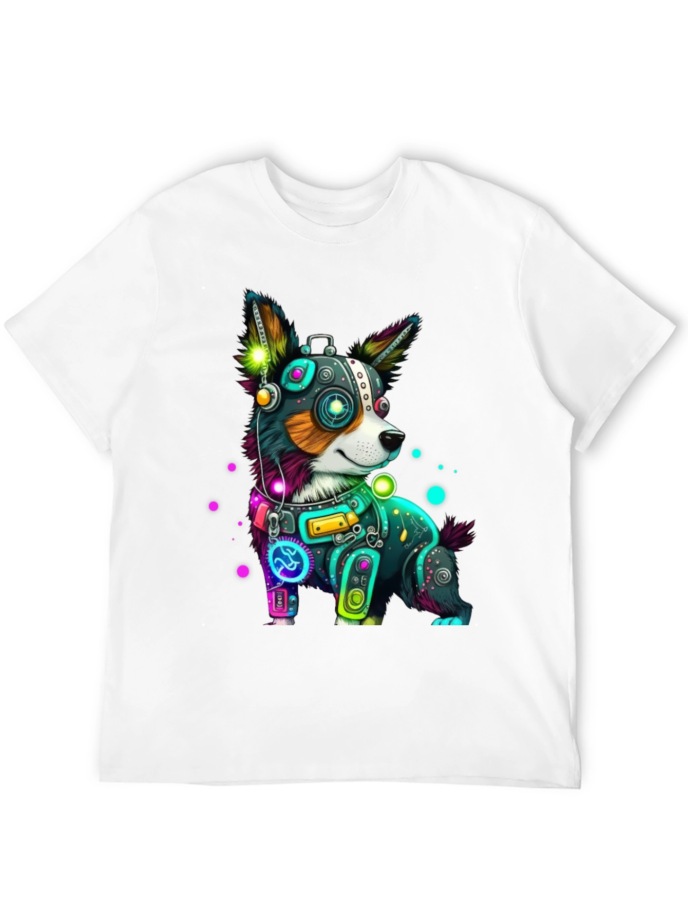 Cybernetic Dog T-Shirt - Neon Robot Pup Graphic Tee