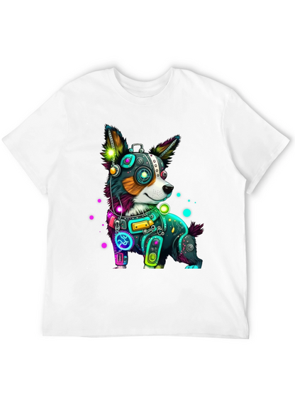 Cybernetic Dog T-Shirt - Neon Robot Pup Graphic Tee