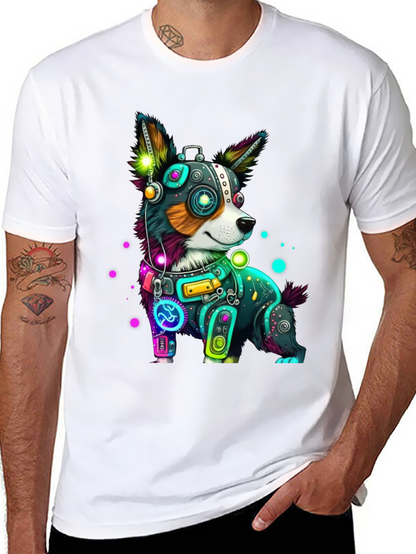 Cybernetic Dog T-Shirt - Neon Robot Pup Graphic Tee