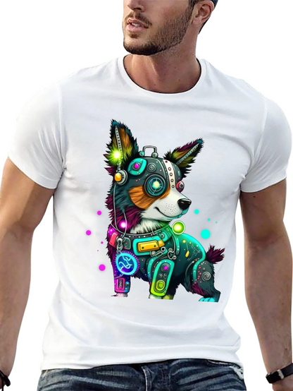 Cybernetic Dog T-Shirt - Neon Robot Pup Graphic Tee