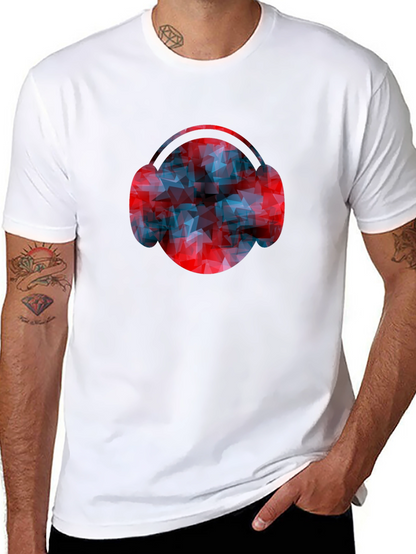 Abstract Headphones Graphic Tee - Modern Design