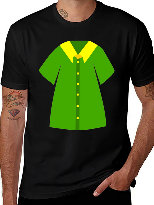 Novelty Green Shirt Design Black T-Shirt