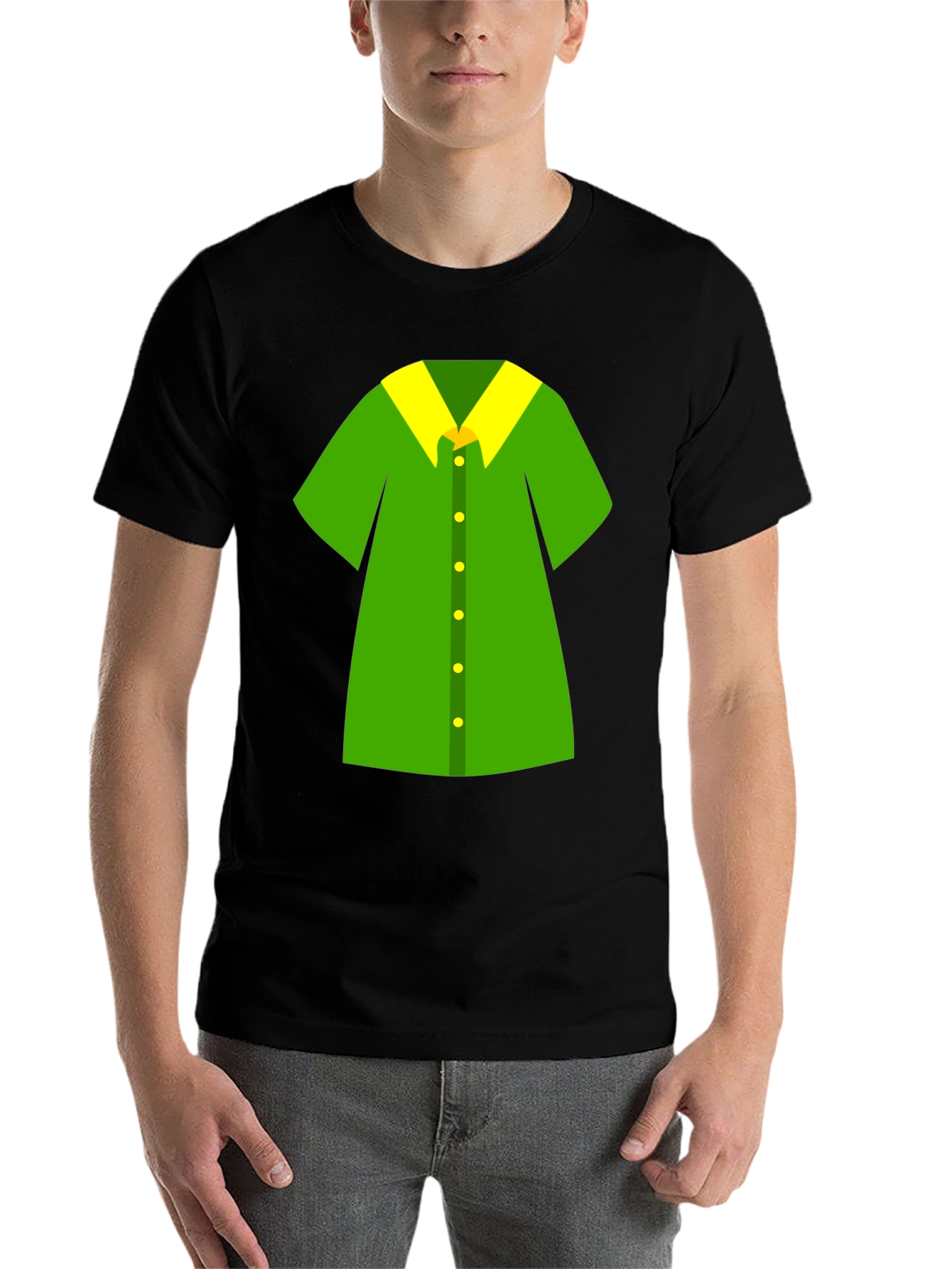 Novelty Green Shirt Design Black T-Shirt