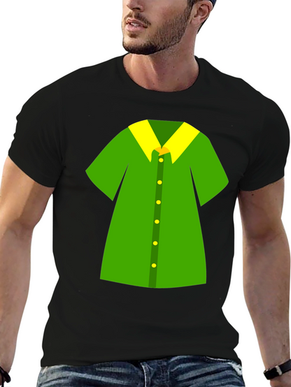 Novelty Green Shirt Design Black T-Shirt